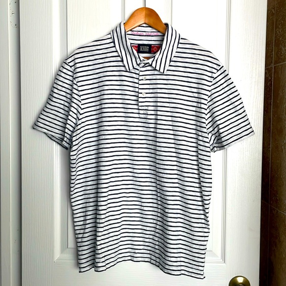 Scotch & Soda Other - Scotch & Soda Black and White Striped Polo Shirt